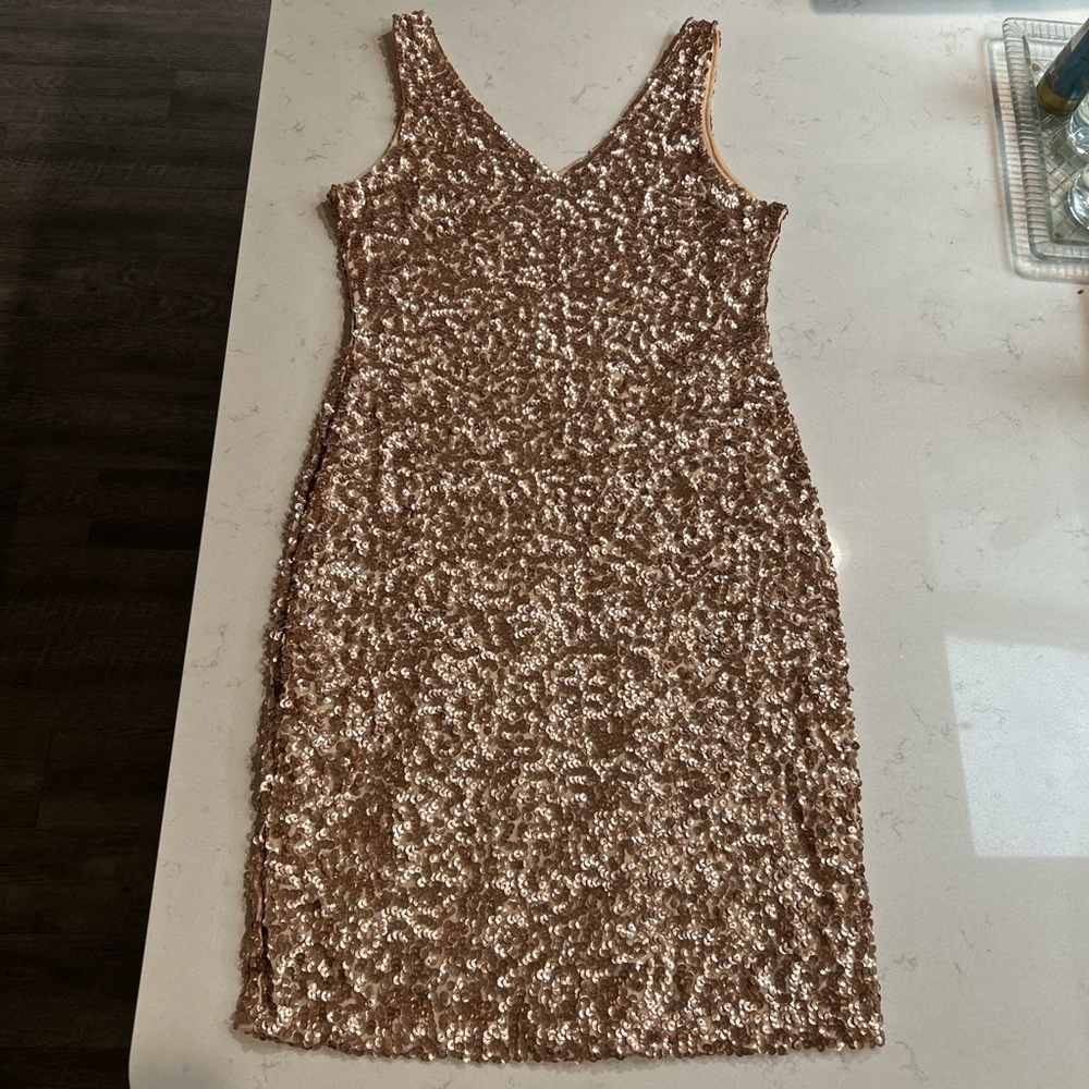 Gold sequins cocktail dress